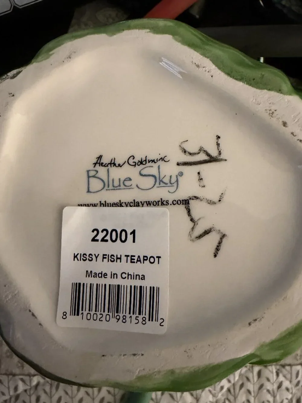 Blue Sky Clayworks Kissy Fish Ceramic Teapot